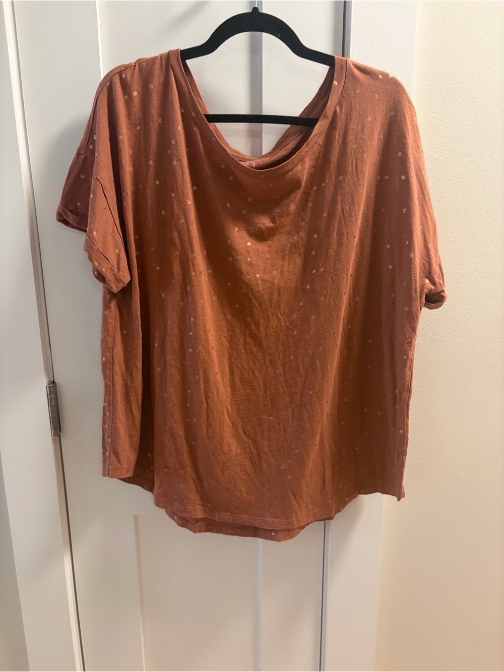 Maurices Rust Short Sleeve Dot Print Top